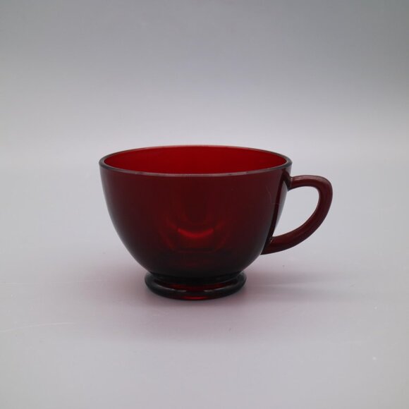 Vintage Circa 1940’s Anchor Hocking Royal Ruby Glass Tea Cups (Set of 4) - Picture 5 of 6